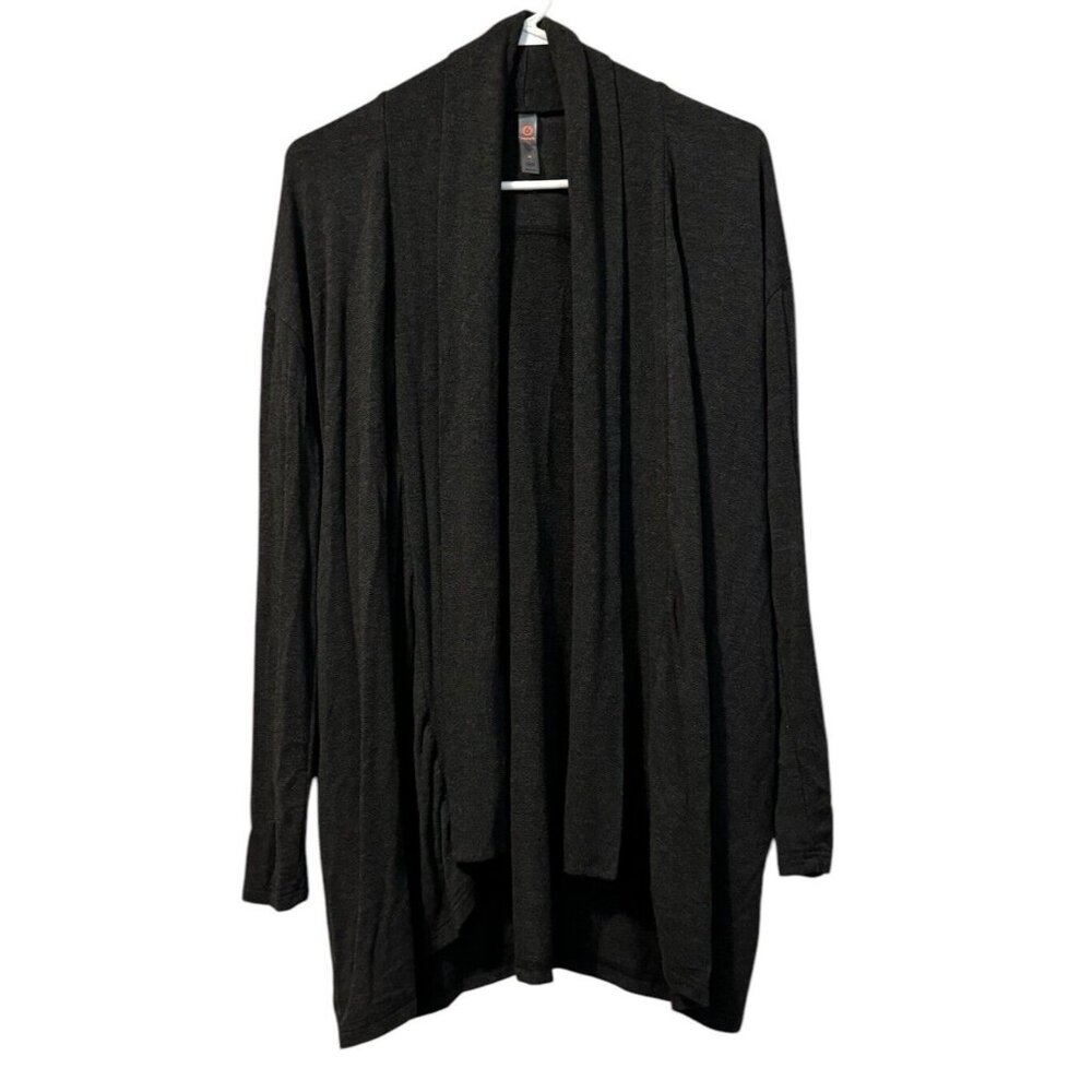Mono B Cardigan Women's Medium Black 100% Long Sleeve Open Front Athleisure